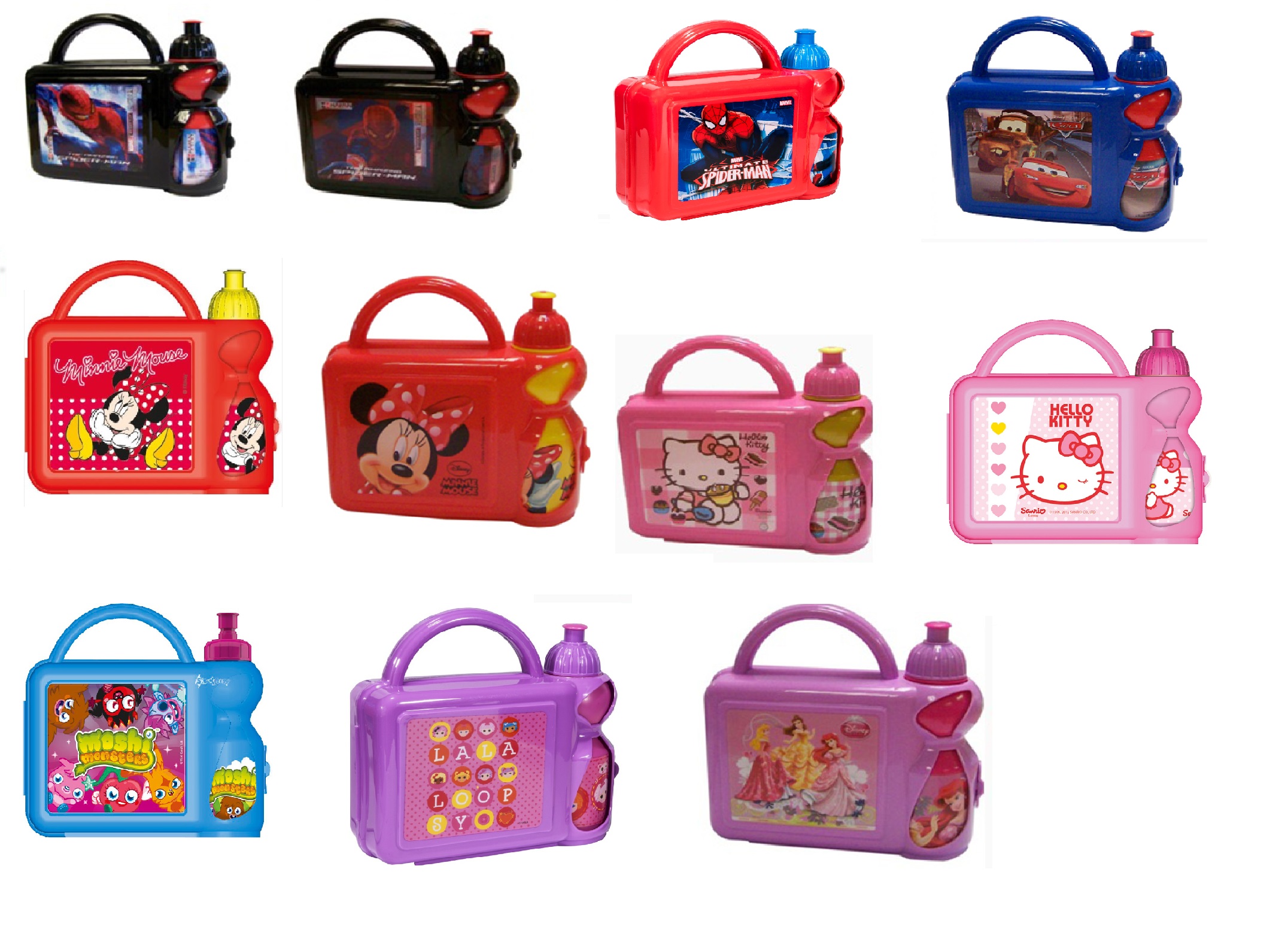 KIDS CHILDRENS CHARACTER SCHOOL LUNCH BOX / BAG WITH WATER BOTTLE